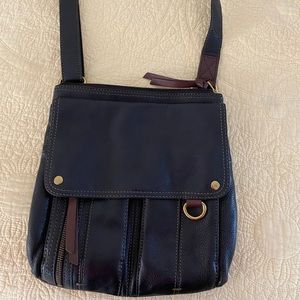 Fossil Crossbody Bag: Black with brown accents in excellent condition